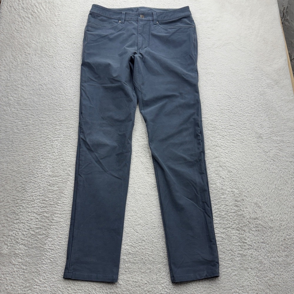 Lululemon Commission Pant Slim Mens 32 Blue Grey 5-Pocket Technical Chino